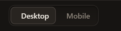 The editor's Desktop and Mobile canvas switch